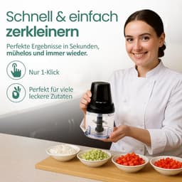 Elektrische Hakmolen - Keukenmachine - Fijnmaken van Ingrediënten - 4 Roestvrijstalen Messen - 500 ml Inhoud - Zwart — thumbnail 4