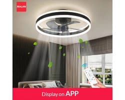 Novaro Plafondkroonluchter - Smart App + afstandsbediening - Dimbaar - Airco - Ventilator - Stil - Lamp - Plafondlamp