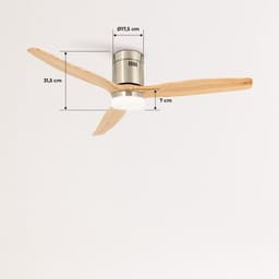 Platte Ventilator met Lamp - Ventilator Plafond - Kamertemperatuur Regelen - Stille DC Motor - 132 cm - Natuurlijk Hout — thumbnail 5