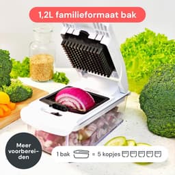 Groente Hakker - Snijmachine Keuken - Maaltijd Voorbereiden - Roestbestendige Messen - 5 Cup Capaciteit - Wit — thumbnail 4