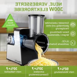 Elektrische Kaasrasp - Keukenmachine - Snel Ingrediënten Snijden - 7 RVS Bladen - 30 cm Hoog - Zwart — thumbnail 1
