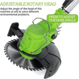Elektrische grasmaaier - Snoerloze trimmer - Gazon onderhoud - Verstelbare lengte - 15 cm snijbreedte - Groen — thumbnail 4