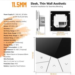 Slimme thermostaat - Vloerverwarming bediening - Energie besparen - App bediening - 86 x 86 mm - Wit — thumbnail 5
