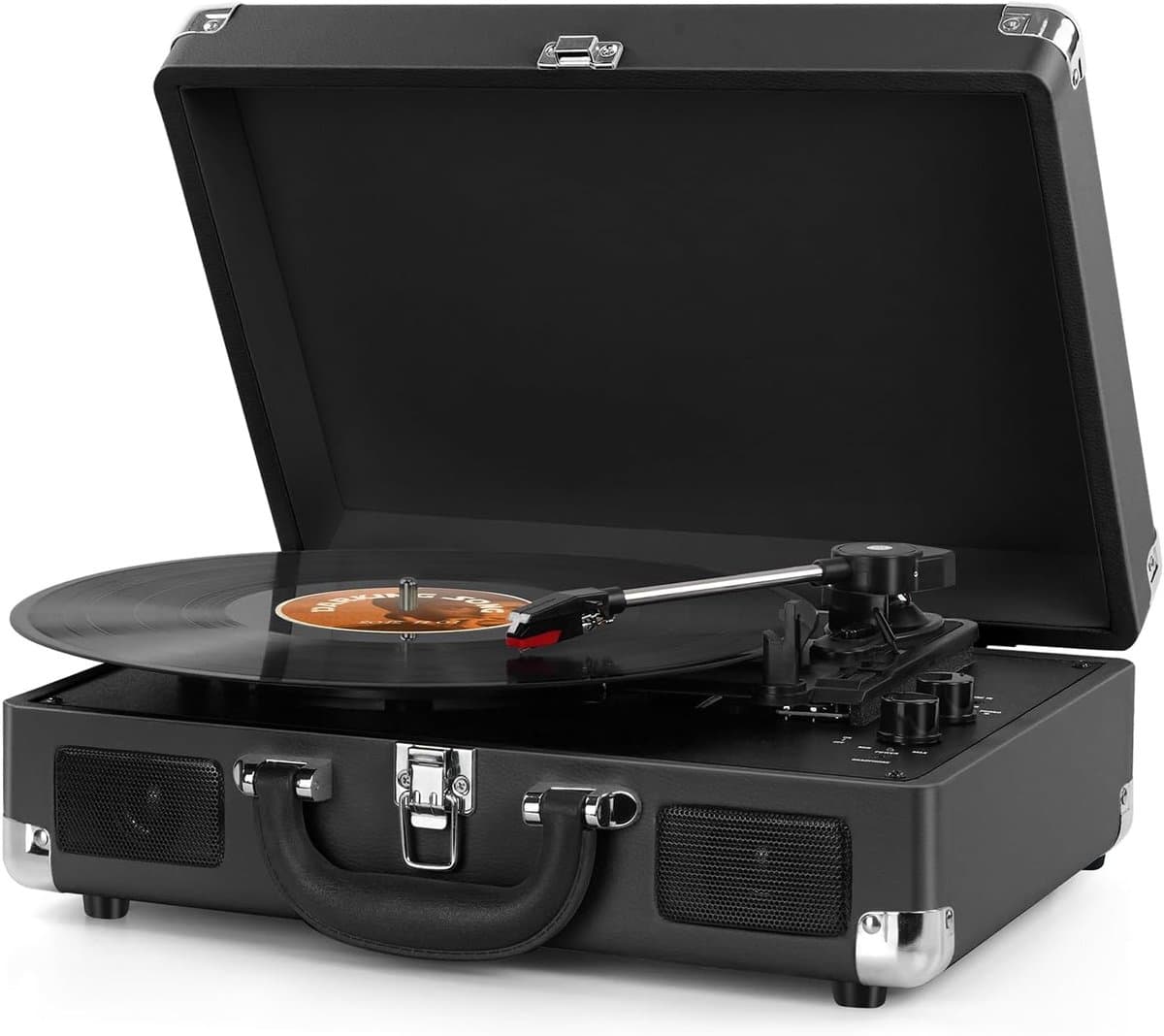 DIGITNOW M417 - Belt-Drive Vinyl Platenspeler - Draagbaar - Stereo Speakers - RCA/AUX/MP3 Zwart — afbeelding 1