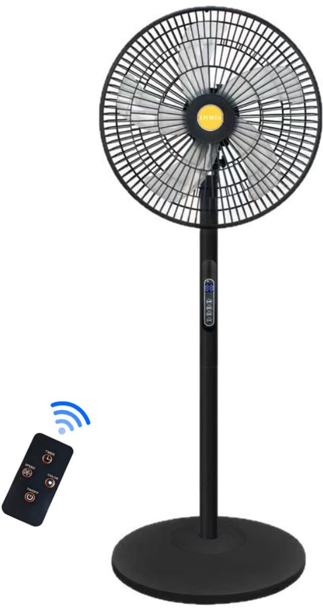 Livista Statiefventilator - Met Afstandsbediening - Staande Ventilator - 112 cm Hoog - 8 Snelheden - Timer - 90° Oscillerend - 40° Kantelbaar - Zwart — afbeelding 1