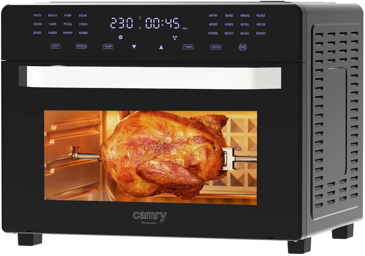 Airfryer Oven 30 Liter – 2200W – 24 Automatische Programma's – Inclusief Draaispit en Accessoires Multifunctionele Heteluchtoven – Bakken, Grillen, Braden & Drogen — afbeelding 1