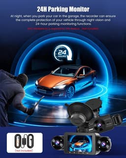 Dashcam voor auto - Zwart - 3 inch IPS-display - 4-kanaals 1080p Autocamera met Nachtzicht en G-sensor — thumbnail 1
