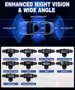 Dashcam voor auto - Zwart - 3,16 inch IPS-scherm - 5 Camera's FHD 1080P met Nachtzicht en Parkeerbewaking — thumbnail 2