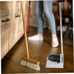 Grote Vuilblik - Stoffer en blik - Vloeren Schoonmaken - Metalen Handgreep - 70 cm - Zilver — thumbnail 4