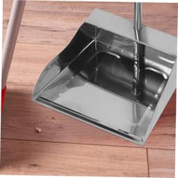 Grote Vuilblik - Stoffer en blik - Vloeren Schoonmaken - Metalen Handgreep - 70 cm - Zilver — thumbnail 2