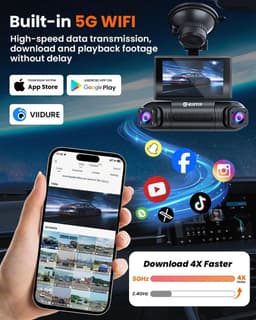 360° Dash Cam - Zwart - 4 Kanalen - Draadloze 2K Autocamera met Nachtzicht - Voor Auto's — thumbnail 2