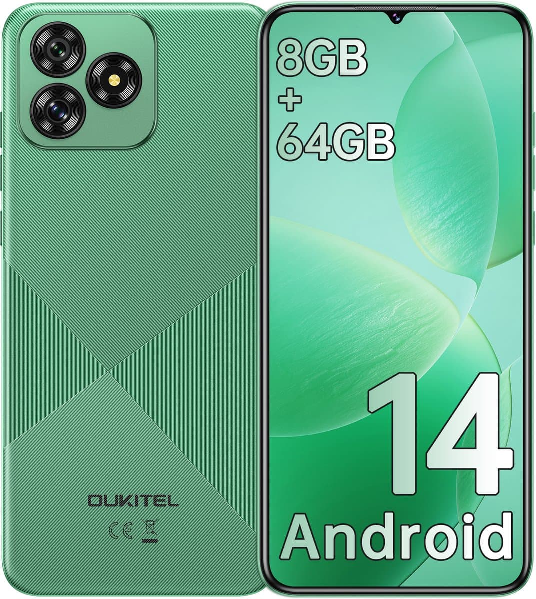 OUKITEL C53 mobiele telefoon, 6,6 inch HD, 8GB RAM+64GB uitbreidbaar tot 1TB, 4300mAh batterij, 13MP camera, Android 14 — afbeelding 1