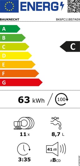 BAUKNECHT BK6FC11BS7A0X Vaatwasser (vrijstaand, 450 mm breed, 41 dB (A), C) — thumbnail 2