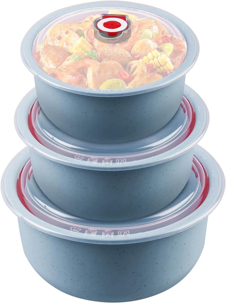 SnelShoppen - 3-delige Magnetron Tafelware Set met Deksel: Magnetron Opbergdozen 260/480/900 ml, Magnetron Multikom Brooddoos voor Vaatwasser, Magnetr — afbeelding 1