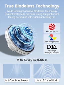 Plafondventilator Bladloze Ventilator Plafondventilator Met Licht Ventilator Met LED – Stil 30W DC Motor – Dimbaar LED Licht 3 Kleuren — thumbnail 5