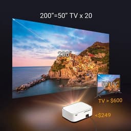 Byintek - K45 - Beamer - Projector Beamer - Mini Meamer - 4k - Full HD 1080P - 1920x1080dpi - Automatische focus - met WiFi - 950ANSI Lumens - Wit — thumbnail 4