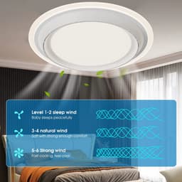 CreateEcom plafondventilator - plafondlamp - stille ventilator - dim mogelijkheid - 3 kleuren licht - app control - met afstandsbediening - 50 x 50 x 11 cm - wit — thumbnail 2