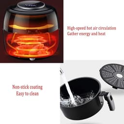 Luchtfriteuse - Gezonde friteuse - Vetarm koken - Digitale bediening - 65 liter - Zwart — thumbnail 5