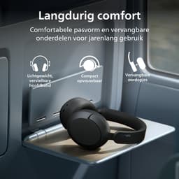 PHILIPS TAH6000BK over-ear draadloze hoofdtelefoon & adaptieve ruisonderdrukking, 80 uur afspeeltijd, Dynamic Bass, 40 mm drivers, Bluetooth 6.0, Multipoint, gesprekken met 5 microfoons, zwart — thumbnail 4