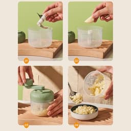 Handmatige Keukenmachine - Keukenhakker Zwengel - Snel Ingrediënten Snijden - 3 Snelheidsniveaus - 15 x 10 x 15 cm - Groen — thumbnail 2