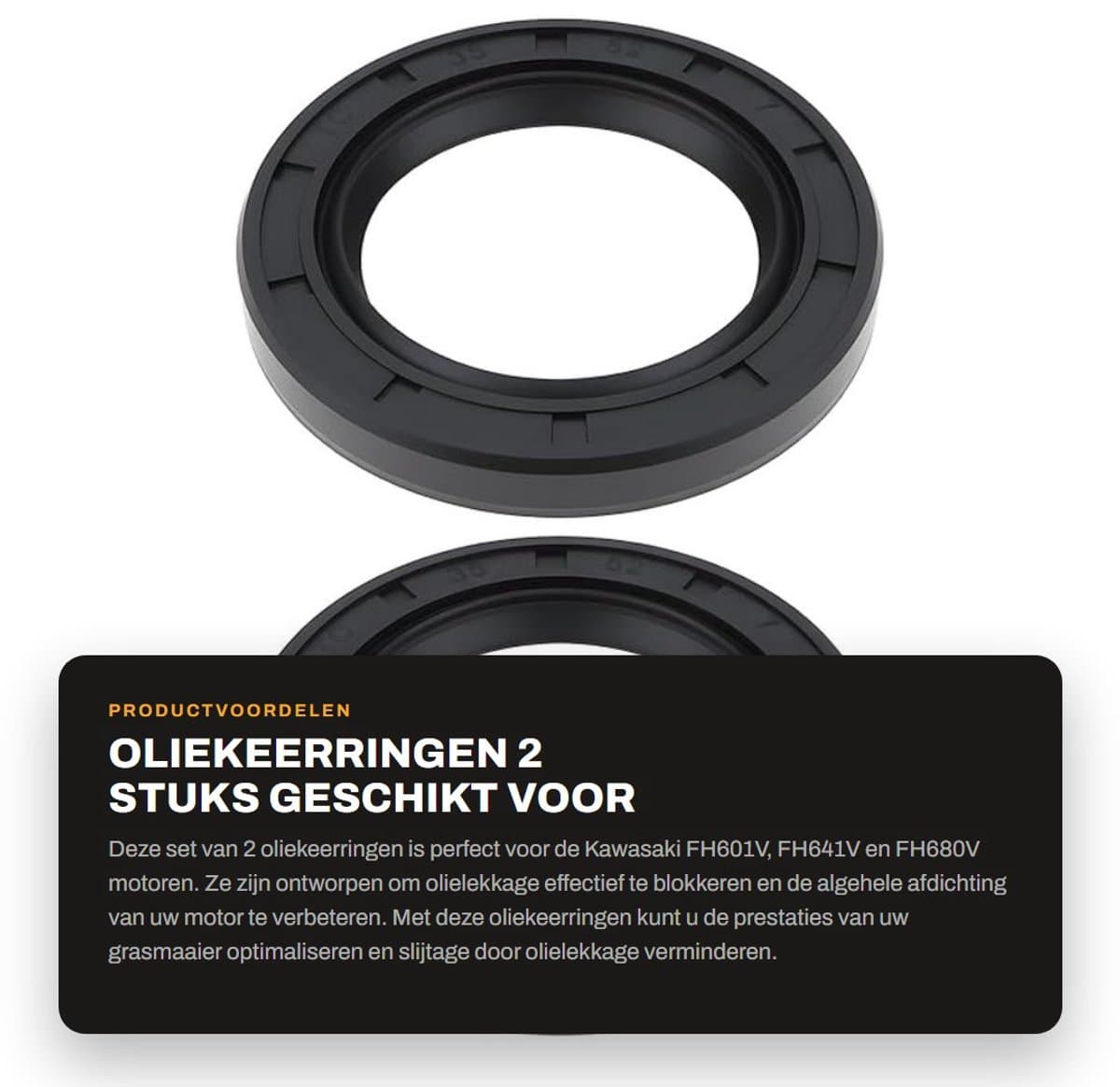 Dailygoods- Oliekeerringen 2 Stuks - Compatibel met Kawasaki FH601V/FH641V/FH680V - Krukas - Afdichtingsonderdeel - Blokkeert olielekkage - Motorafdichting — afbeelding 1
