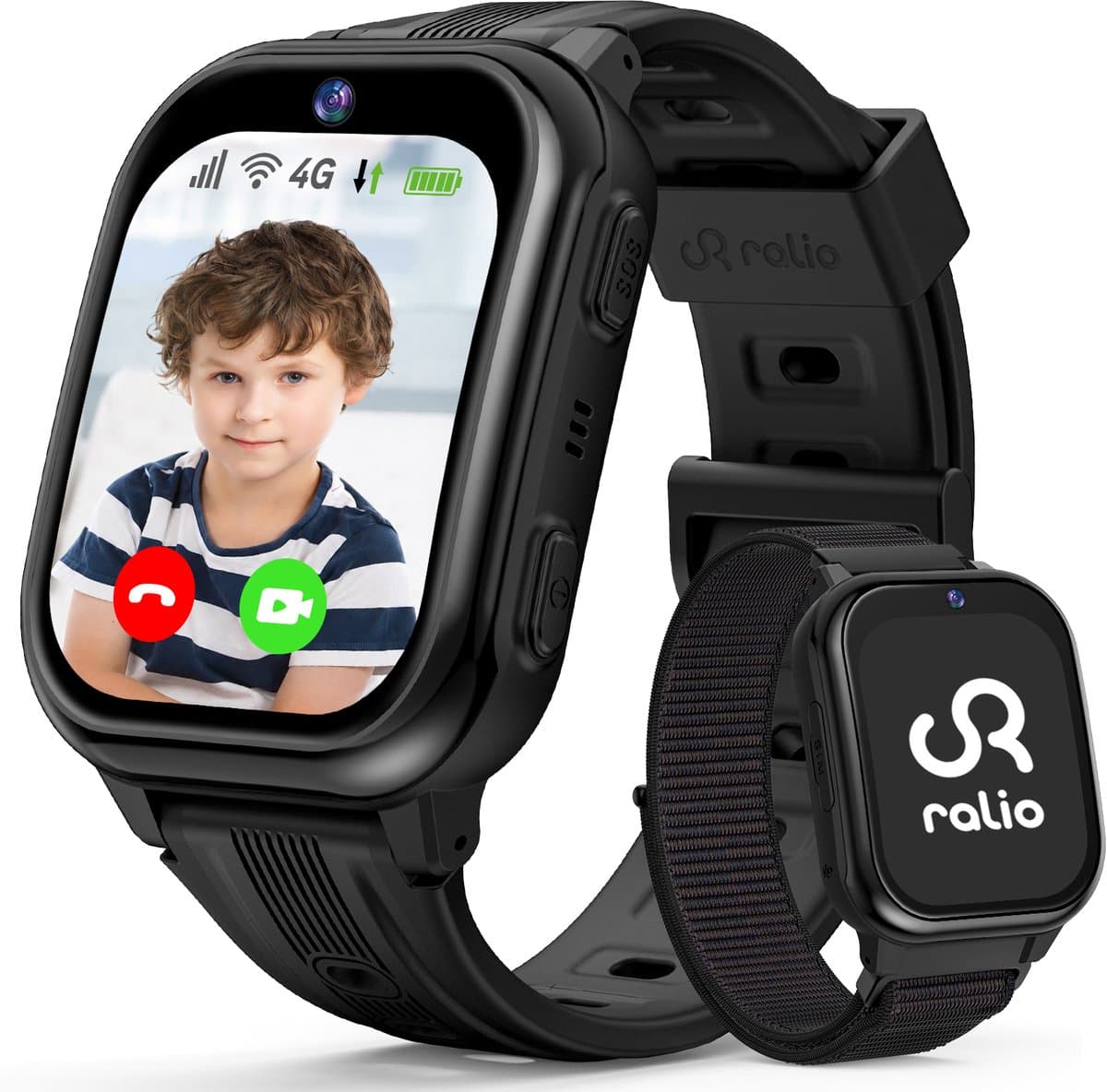 Ralio R5 Plus gps horloge kind 4G met HD Camera - Smartwatch kinderen met simkaart - 1.83 Inch HD Curved Display - 800mAh - GPS Tracker - Videobellen - SOS Noodoproep - Voor Jongens en Meisjes - Roze/Zwart/Blauw — afbeelding 1