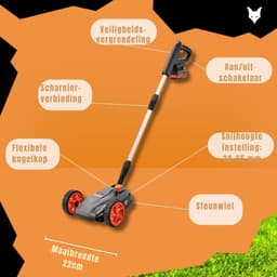 QIN® Grasmaaier Accu - Grasmaaier Elektrisch - Grasmaaier Benzine - Grasmaaier Benzine Zelftrekkend - Grijs/Oranje/Zwart - 55cm x 40cm x 20cm — thumbnail 2