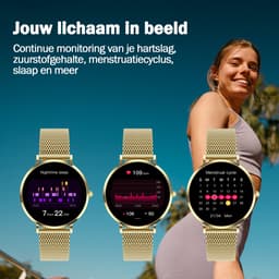 Synyq Liva AMOLED Smartwatch Dames – 40mm – 3 Bandjes - Horloge Dames – Stappenteller - Sporthorloge Dames - Hartslagmeter - Bloeddrukmeter - Slaapmonitor - Geschikt voor iOS/Android - Gold — thumbnail 5