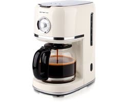 Emerio Retro Koffiezetapparaat met glazen kan - 1.5L - Anti drup - Warmhoudplaatje - Anti slip - Filterkoffie - CME-133280.1 Crème