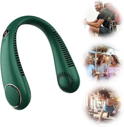 USB oplaadbare nekventilator - Bladeless, ventilator met 3 snelheden, digitaal display, persoonlijke koeling voor thuis en op kantoor - groente — thumbnail 2