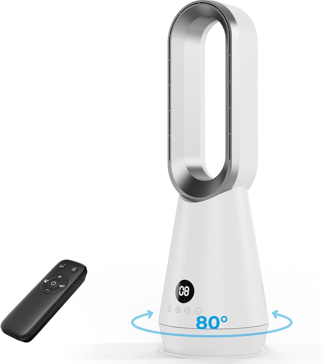 Bladloze Torenventilator - Stille Staande Fan - Verkoeling in Huis - 8 Windstanden - 80° Oscillatie - Wit — afbeelding 1