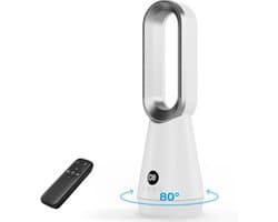 Bladloze Torenventilator - Stille Staande Fan - Verkoeling in Huis - 8 Windstanden - 80° Oscillatie - Wit
