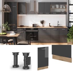 Vaatwasser paneel - Keuken front - Keuken opfrissen - Volledig geïntegreerd - 45 cm breed - Antraciet hoogglans — thumbnail 3