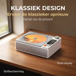 Fokelyi CD Speler - Bluetooth-speler - FM Radio - Retro Radio - Draagbare - Luidsprekers - Ondersteunt CD/AUX/USB-ingang — thumbnail 5