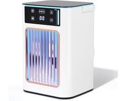 Draagbare persoonlijke verdampingskoeler voor op het bureau,dubbele verneveling, watertank van 900 ml, 4 snelheden, nachtlampje met 7 kleuren, USB-miniventilator voor slaapkamer, kantoor, studentenkamer, camper en binnenshuis gebruik.