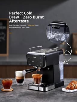 Espressomachine - Koffiezetapparaat - Thuis Barista - Automatische Melkopschuimer - 15 Liter Tank - Zwart — thumbnail 5