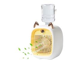 Compacte verdampingsluchtkoeler met 50 ml watertank, USB-gevoed persoonlijk bureaukoelapparaat, 3 windsnelheden en stille werking, geschikt voor thuis en kantoor（Geel）