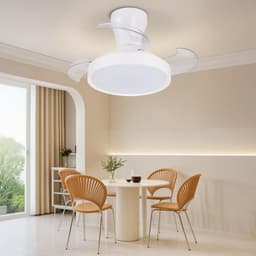 Epochglo Plafondventilator met Verlichting - Ø 55cm - 20W DC Motor - Fluisterstil - Dimbaar LED 3000-6500K - Reversibel (Winterstand) - Met Afstandsbediening - Onzichtbare bladen - Plafondlamp Ventilator Voor Slaapkamer & Woonkamer - Wit — thumbnail 4