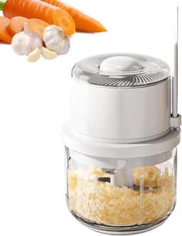 Elektrische hakmolen - Mini keukenmachine - Snel ingrediënten hakken - Draadloze flexibiliteit - 350 ml inhoud - Wit — thumbnail 1