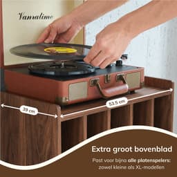 ACAZA LP Opbergsysteem - Walnoot - 56,5 x 39 x 64,5 cm (L x B x H) - Vinyl Opbergsysteem - LP Houder - Platenrek - Platenkast - Platenspelermeubel — thumbnail 4
