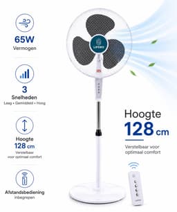 Lifero Staande Ventilator 65W - Ventilatoren - Verstelbaar 3 Standen - Vloerventilator - Koelventilator op Statief - Ventilatie — thumbnail 5