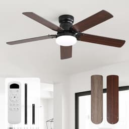 Plafondventilator met Lamp 107 cm – Stil & Dimbaar – Afstandsbediening – 6 Snelheden Zwart — thumbnail 1
