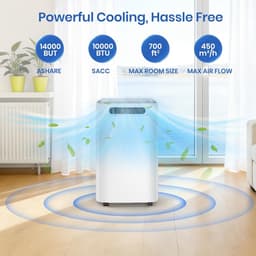 Mobiele Airco 14000 BTU – 3-in-1 Airconditioner – 48 dB – 24-uurs Timer – Afstandsbediening – Wit — thumbnail 4