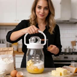 Roterende Boterkarner - Keukenmixer Deegroerder - Zelfgemaakte Producten Maken - Geurvrije Glazen Container - 1500 ml Capaciteit - Transparant — thumbnail 3
