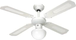 Plafondventilator 107 cm met Licht – 3 Snelheden – E27 Fitting – Wit met Lichtgroene Bladen — thumbnail 1