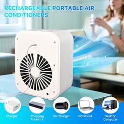 Draagbare airconditioning, persoonlijke verdampingsluchtkoeler, 2 snelheden, 2 koele nevels, kleine airconditioningsventilator, desktopkoelventilator, draagbare AC voor kamer, kantoor, bureau — thumbnail 3