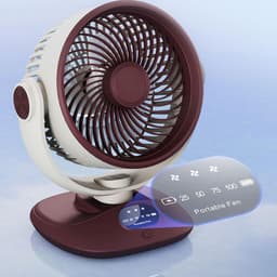 Bureauventilator met oscillatiefunctie - 190×150×225 mm - LED-display - Drie snelheden - Geluidsarme motor - Ideaal voor studentenkamers, kantoren, reizen en kamperen — thumbnail 2