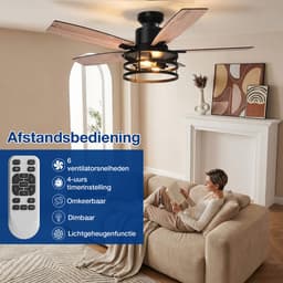 Lapamax Scandinavisch Walnoot Plafondventilator met Verlichting 132 cm – Ventilator Lamp met Afstandsbediening en Stille DC Motor – 6 Snelheden, Timer en Zomer/Winterfunctie – Voor Woonkamer, Slaapkamer,Eetkamer en Overdekt Terras — thumbnail 5