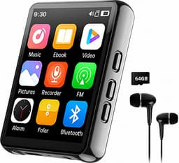 MP3 Speler met Bluetooth 5.4 - 64GB - 2.4 Inch Touchscreen - HiFi Geluid - FM Radio - Recorder - met Oordopjes — thumbnail 1