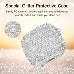 AirPods 4 Hoesje - Oordopjes Case - Bescherming Opladen - Met Strass Diamanten - 50 Gram - Zilver — thumbnail 4